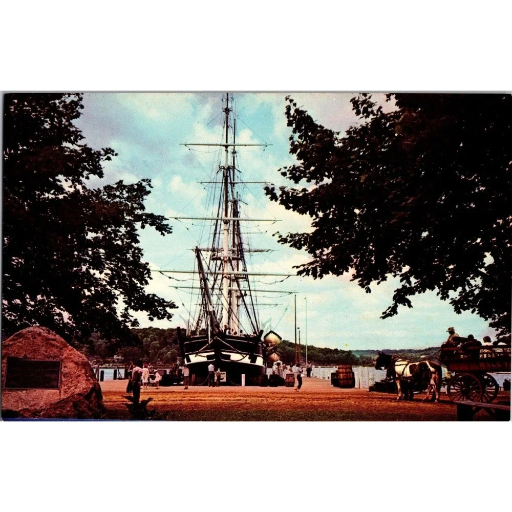 Vintage Mystic Seaport Postcard - Charles‎ W. Morgan - New London News Co.